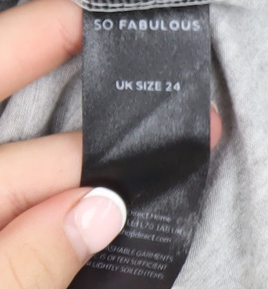 So Fabulous Women’s Grey Knot Front Jersey T-Shirt Size 24