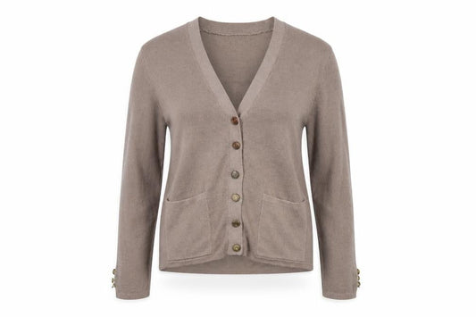 Damart Women’s Beige V-Neck Button Cardigan Size S 10/12