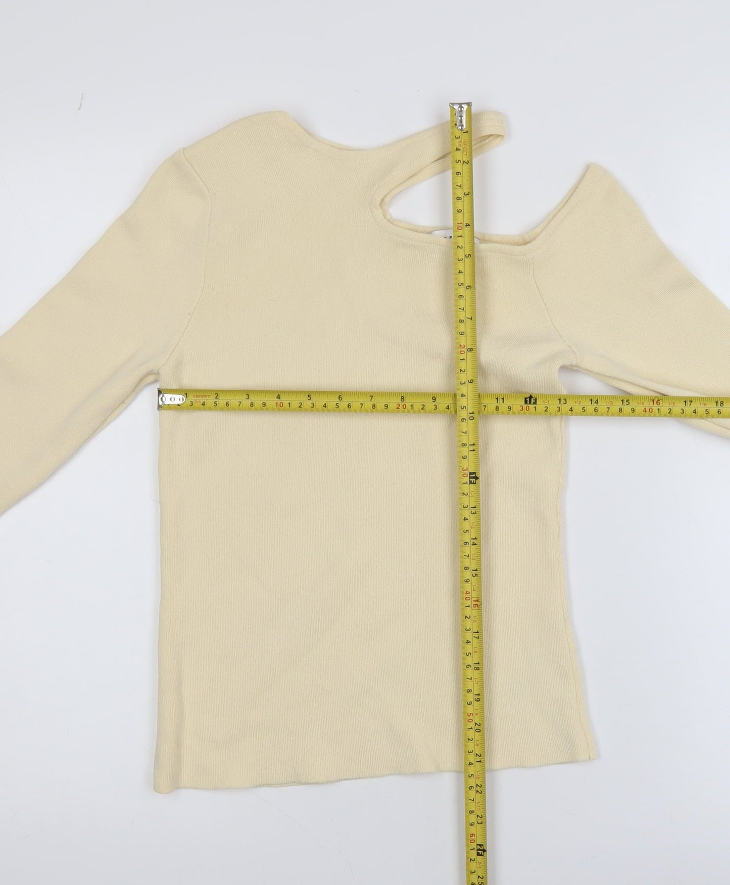 Topshop Women's Beige One Shoulder Knit Top Size S UK 8-10
