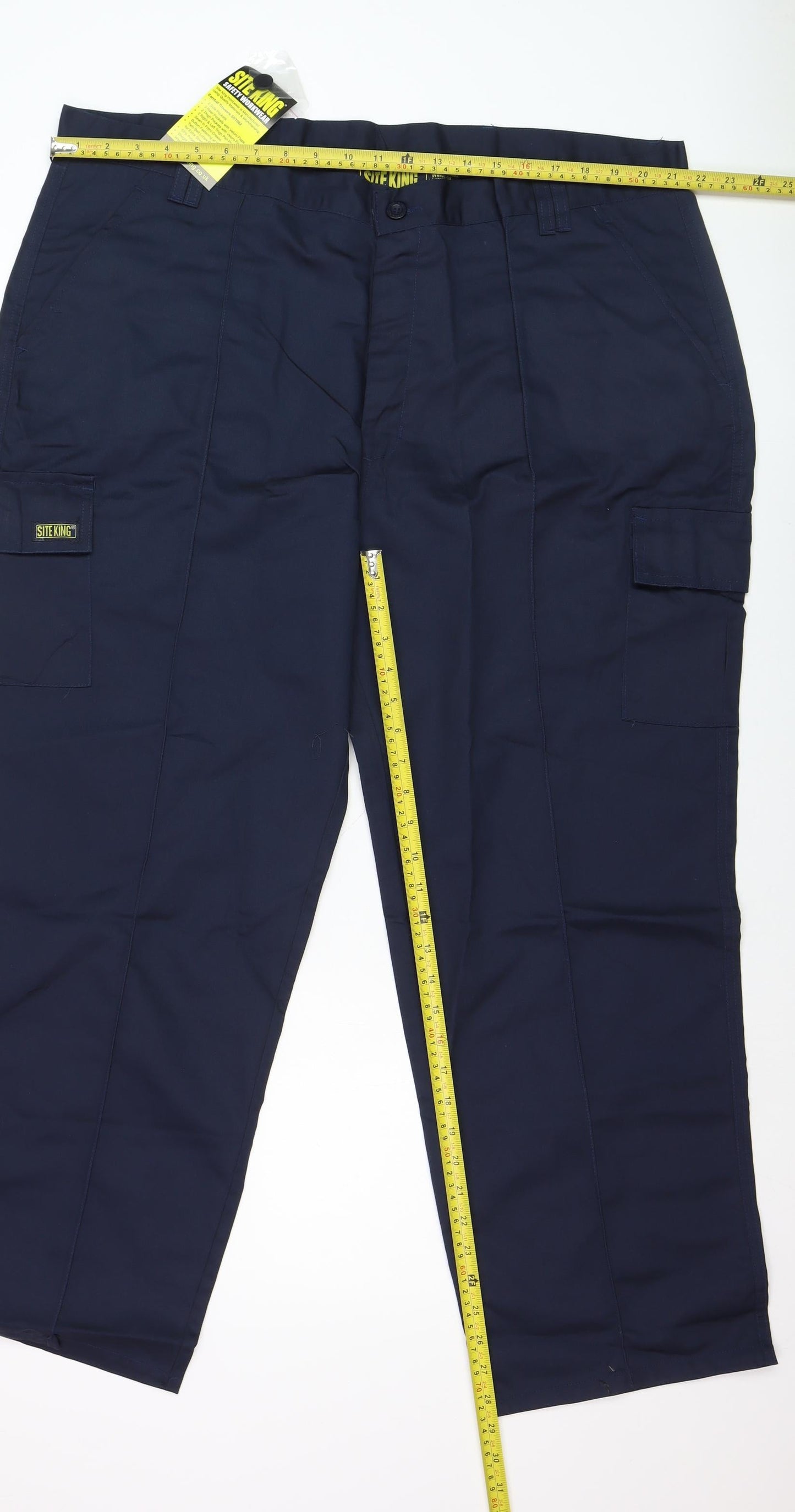 Site King Men's Blue Cargo Work Trousers Size 44 Regular Fit