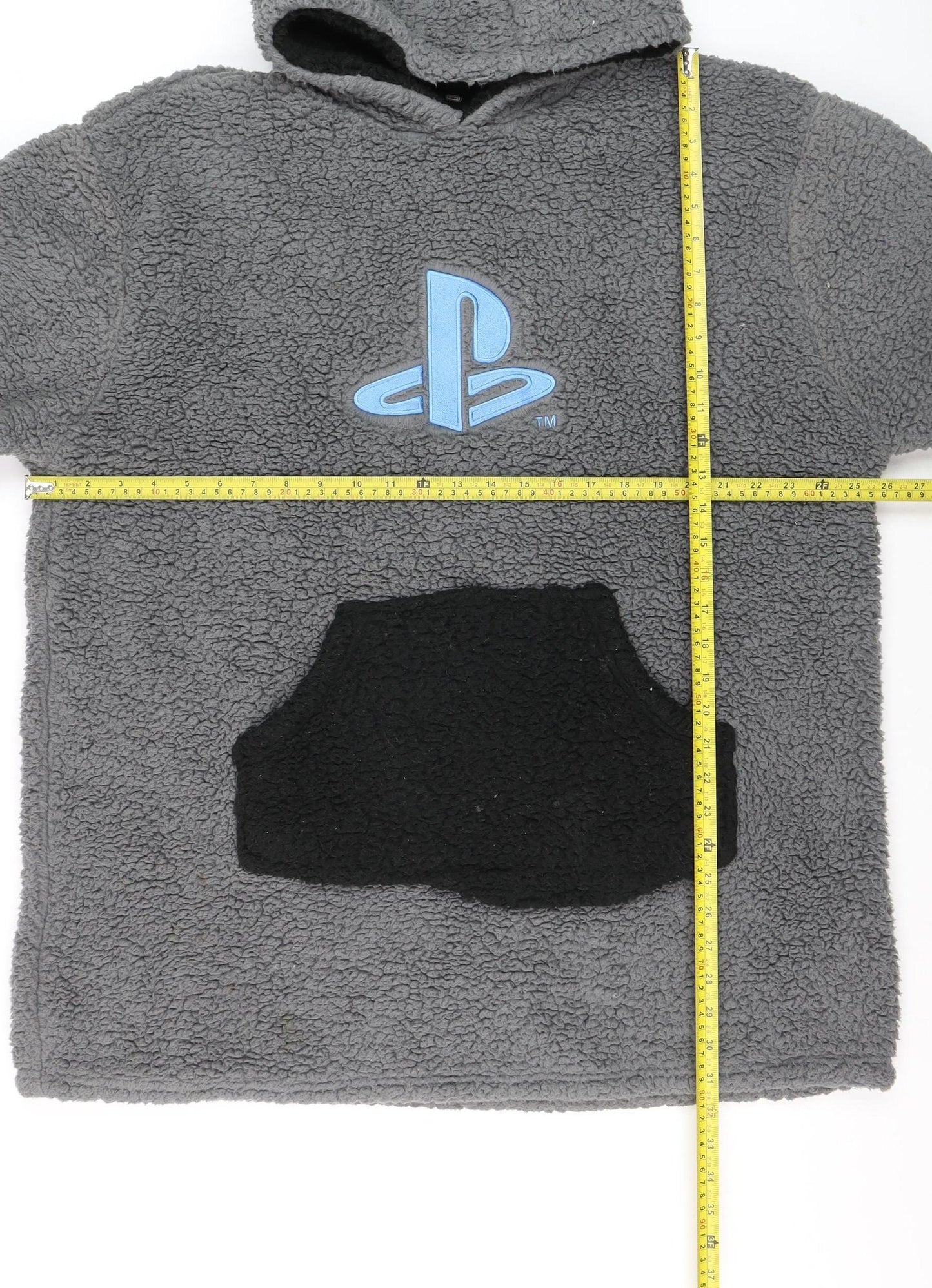 PlayStation Boys Grey Fleece Hooded Robe L Cozy Winter Nightwear