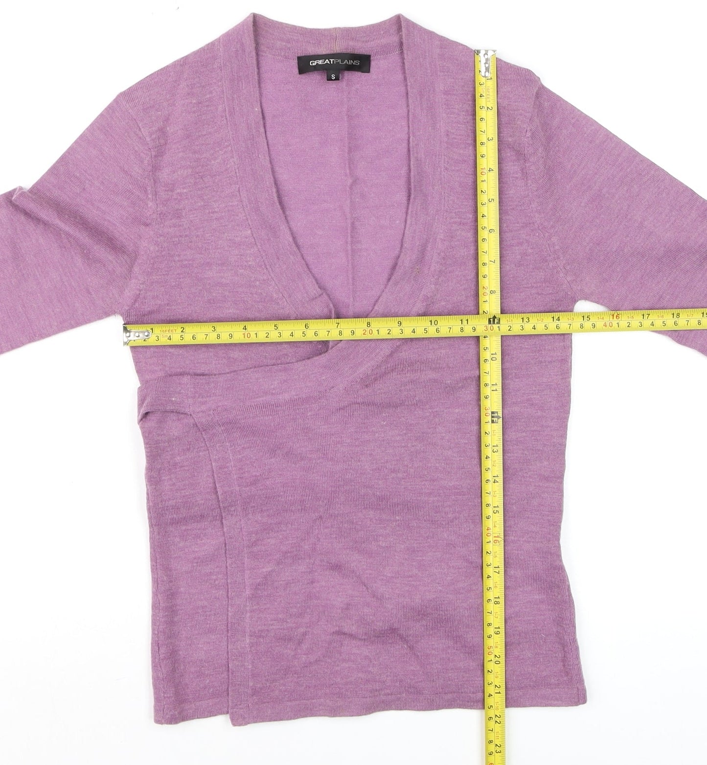 Great Plains Women's Purple V-Neck Wrap Knit Jumper Size S