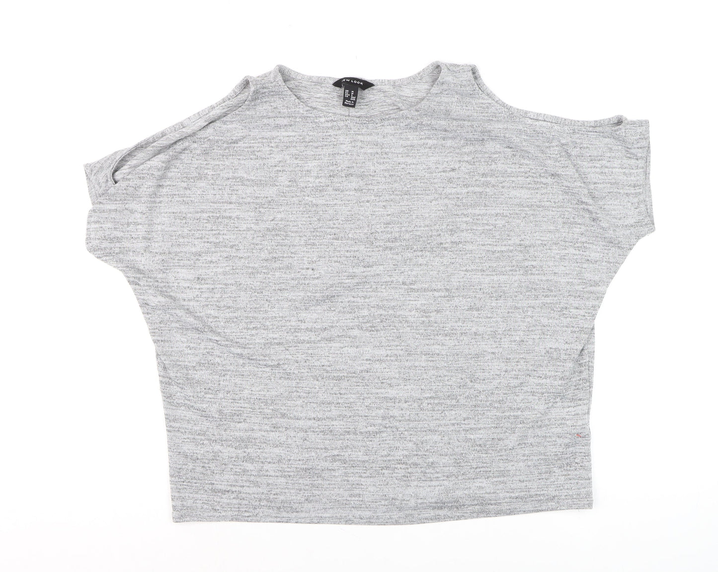 New Look Womens Grey Cold Shoulder Basic Jersey T-Shirt Size M