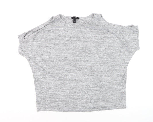 New Look Womens Grey Cold Shoulder Basic Jersey T-Shirt Size M