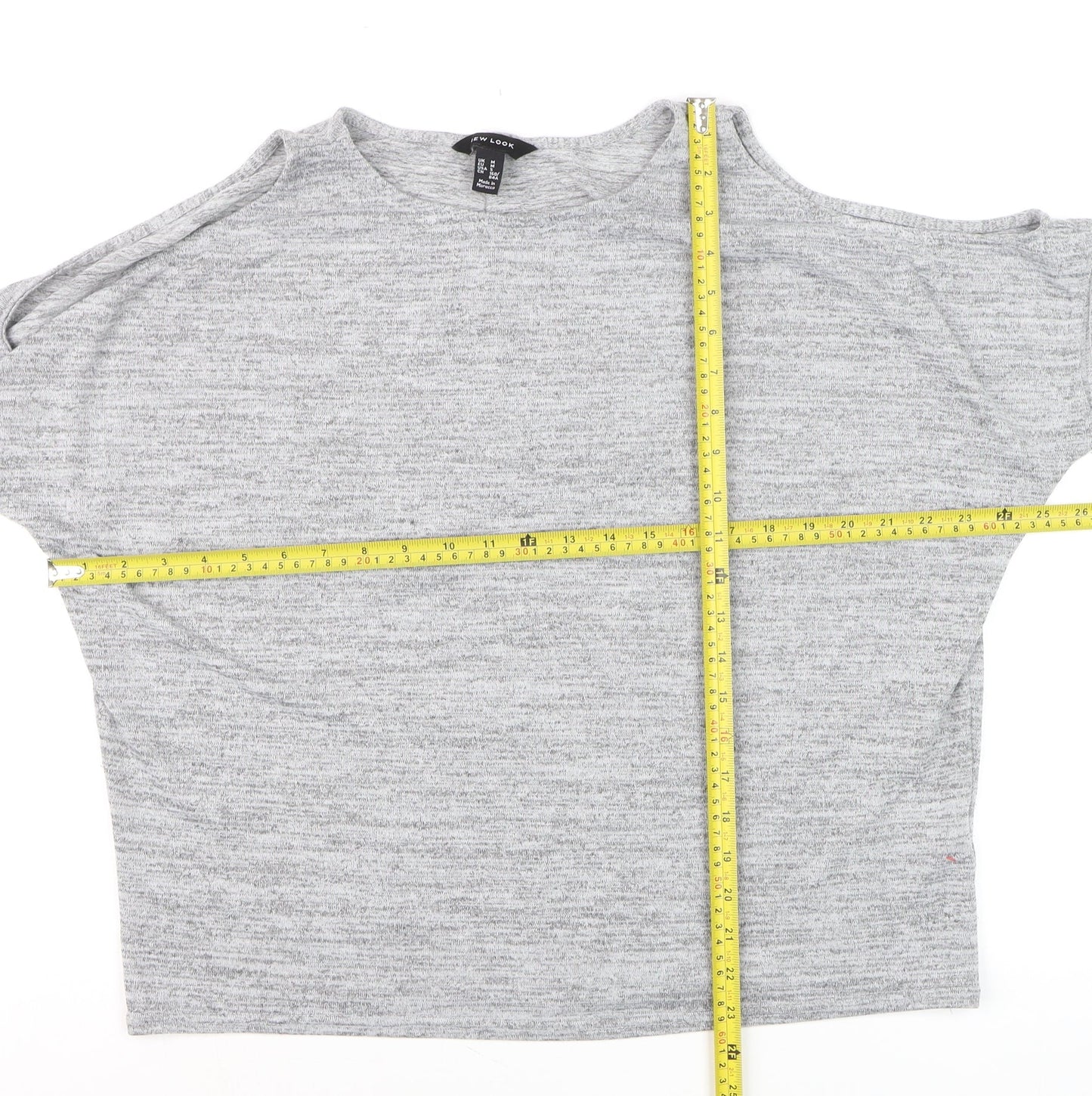 New Look Womens Grey Cold Shoulder Basic Jersey T-Shirt Size M