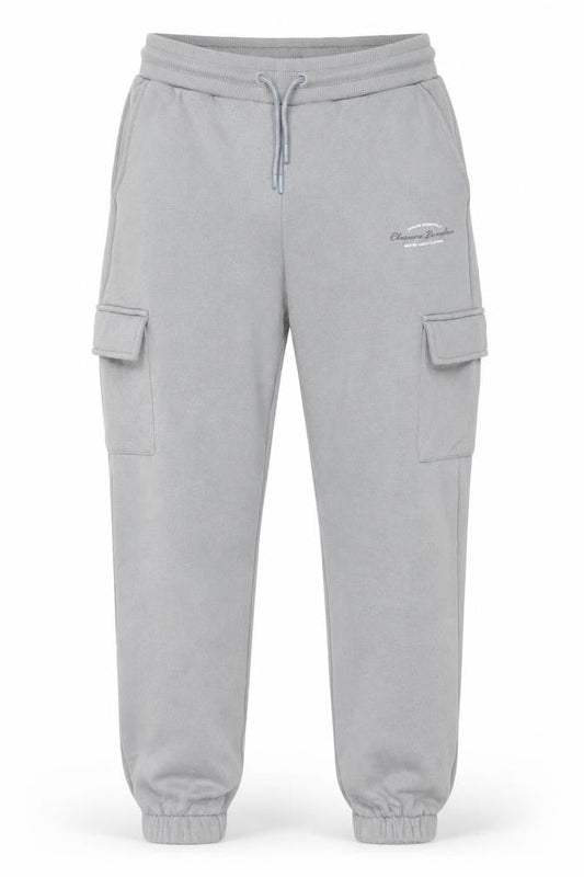 Front view of Closure LDN Men's Grey Cargo Jogger Sweatpants, size S