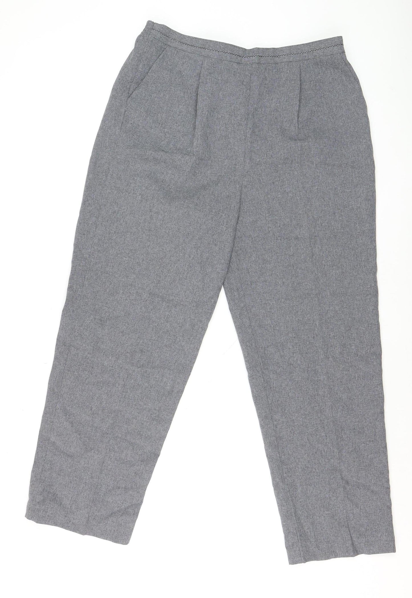 BM Collection Womens Grey Size 14 Elastic Waist Straight Trousers