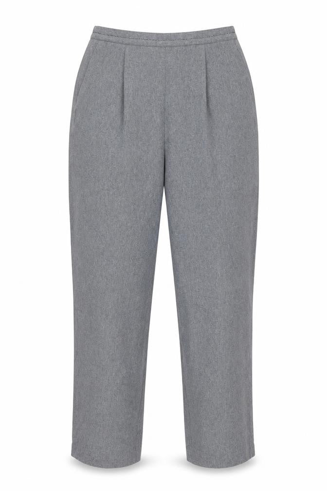 Bonmarché Womens Grey Size 14 Elastic Waist Straight Trousers