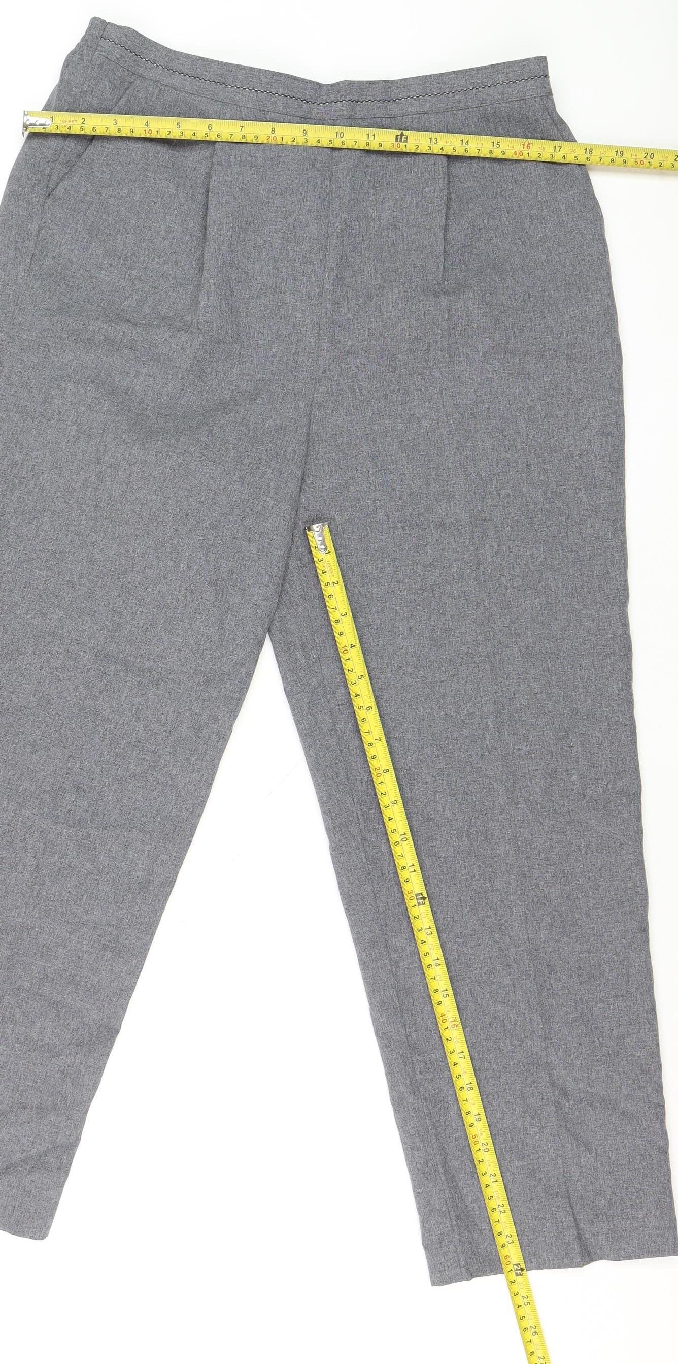 BM Collection Womens Grey Size 14 Elastic Waist Straight Trousers