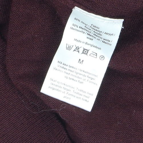 Dressmann Men's Brown Merino Wool Collared Henley Jumper M
