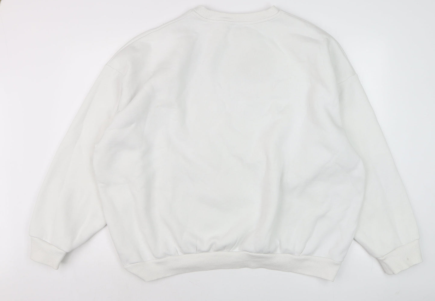 Collusion Men’s White L Pullover Sweatshirt Crew Neck Graphic Print