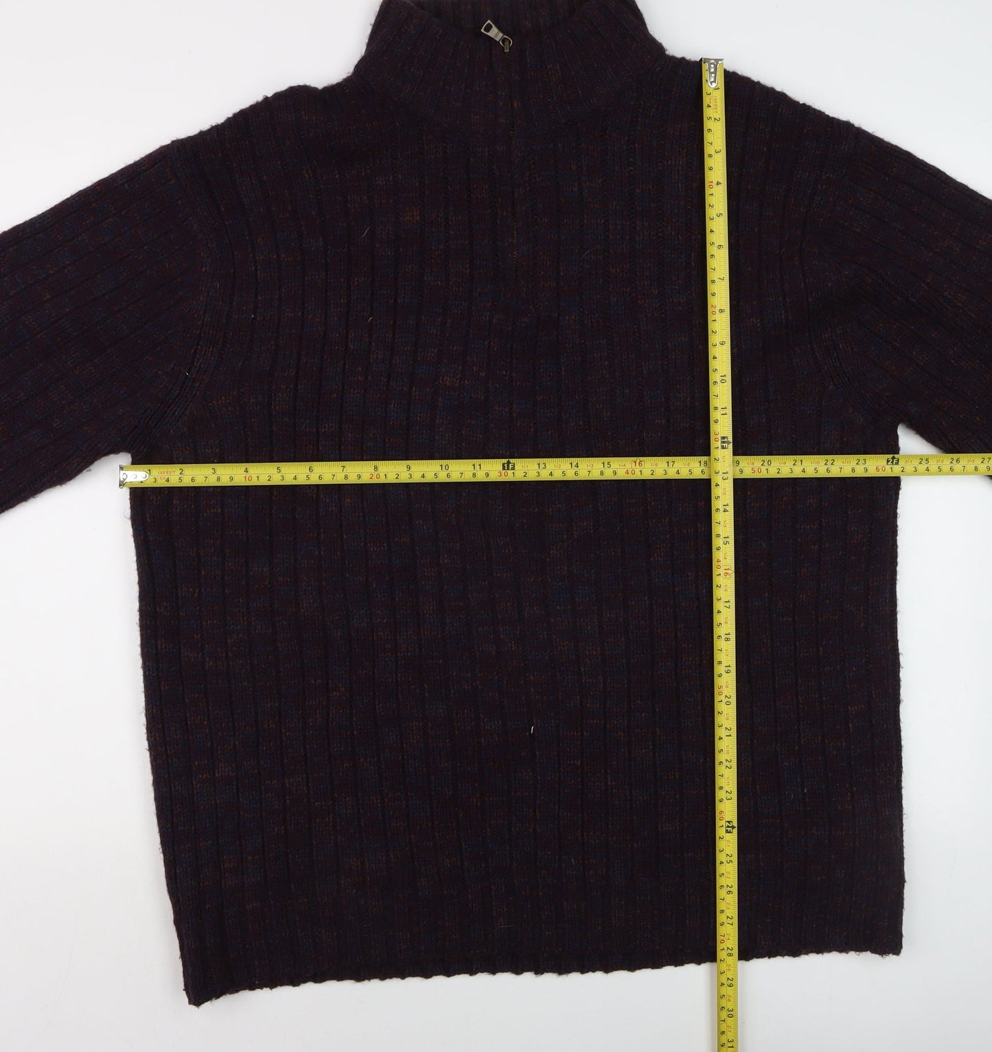 Marks and Spencer Men’s Purple Wool Blend 1/4 Zip Jumper 2XL