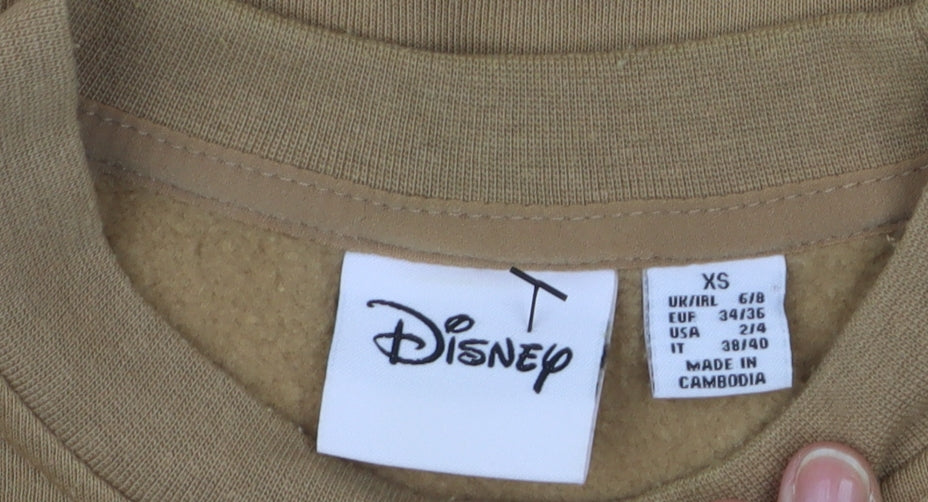 Disney Chipmunk University Brown Sweatshirt Women XS Crew Neck Pullover