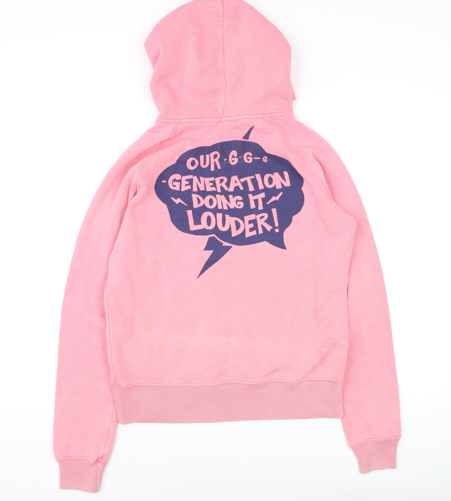 Jack Wills Womens Pink Hoodie Size 12 Pullover Graphic Print Sweatshirt