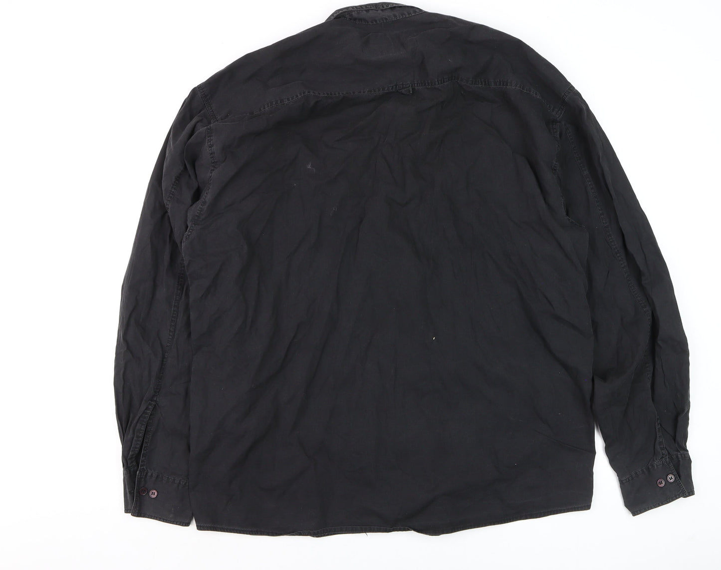 Bay Line Men's Black Cotton Long Sleeve Button-Up Shirt L
