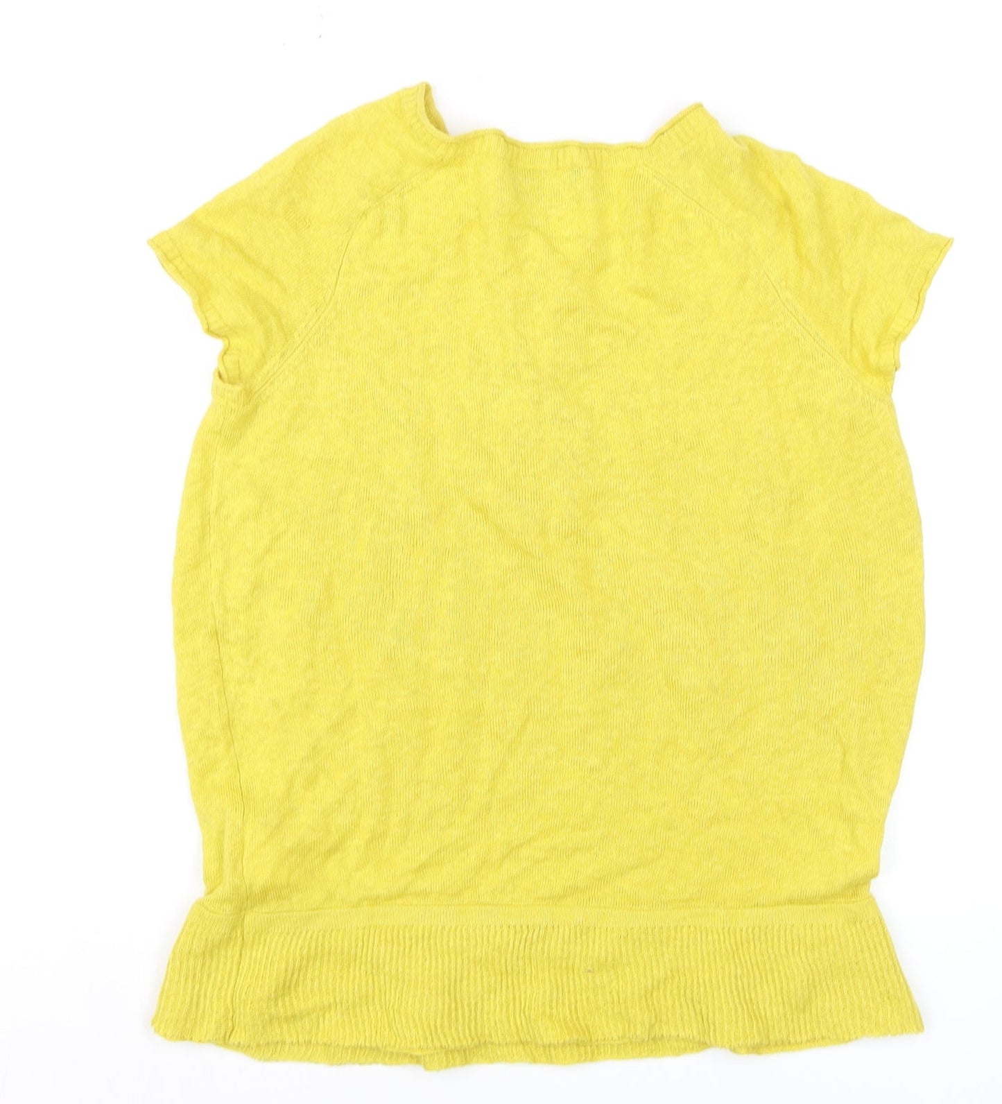 Fenn Wright Manson Women's Yellow Linen Cotton Short Sleeve Blouse Size 10