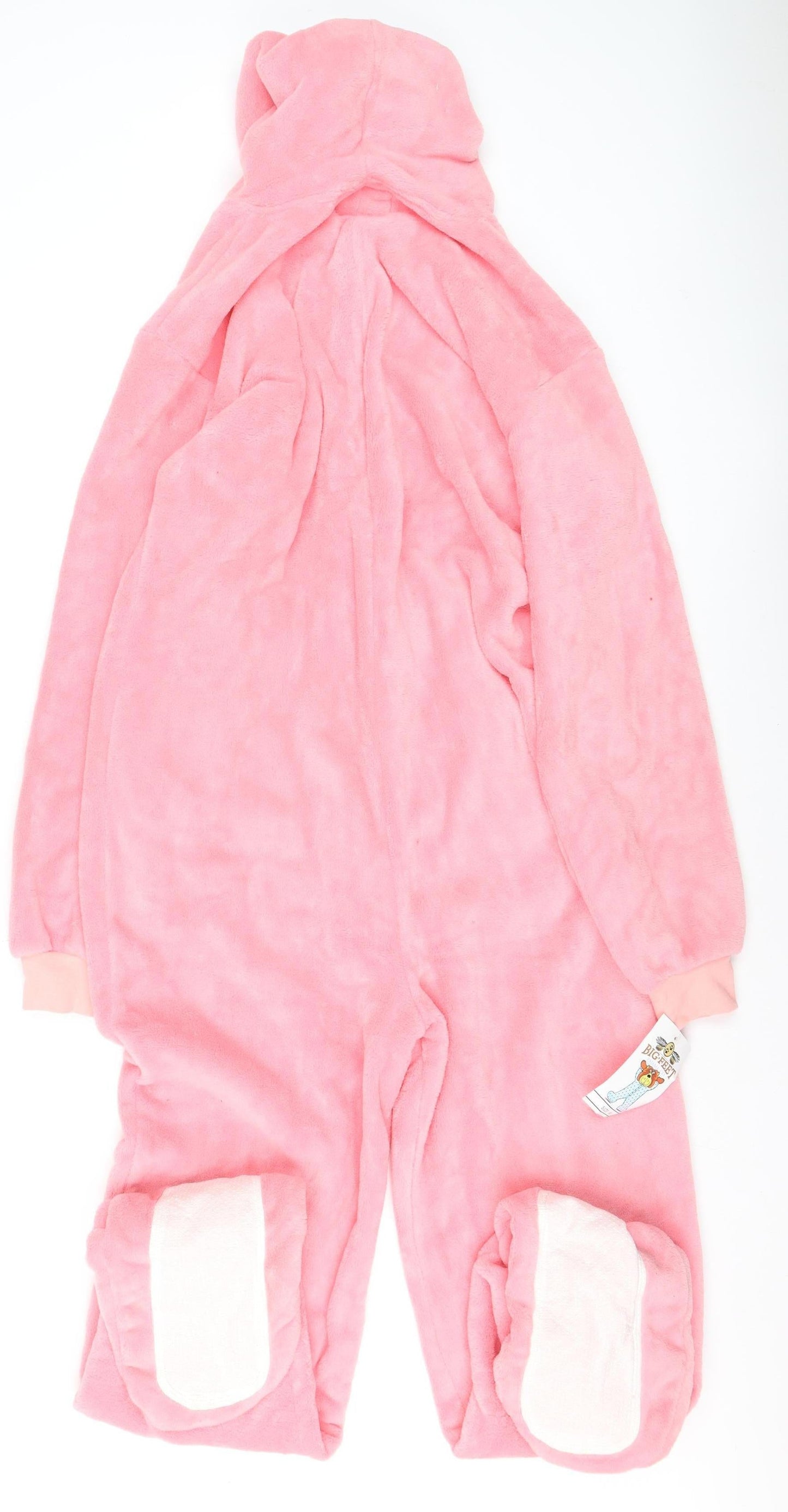 Big Feet Pajama Co Womens Pink Fleece Hooded One Piece M