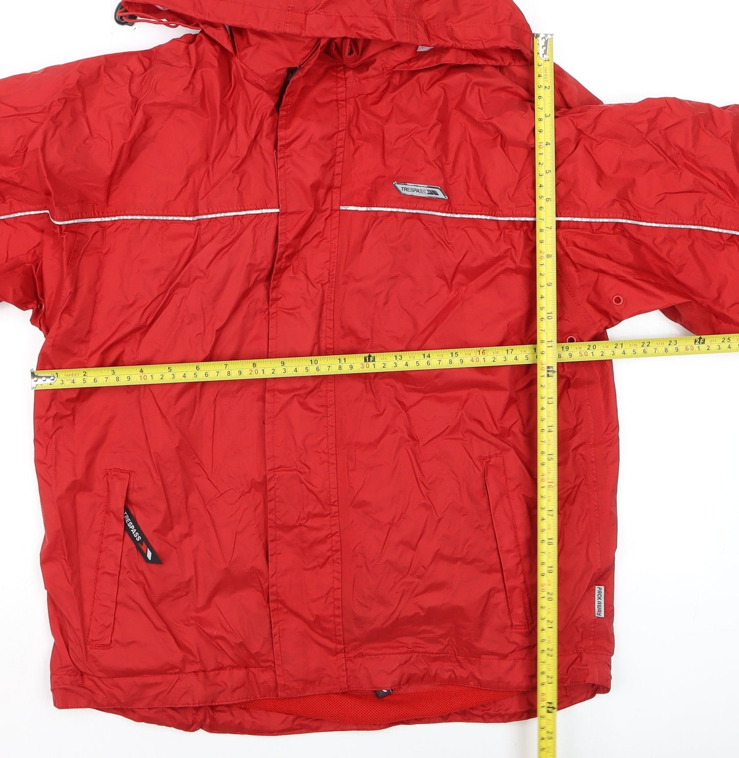 Trespass Boys Red Waterproof Hooded Rain Coat Jacket 15-16 Years