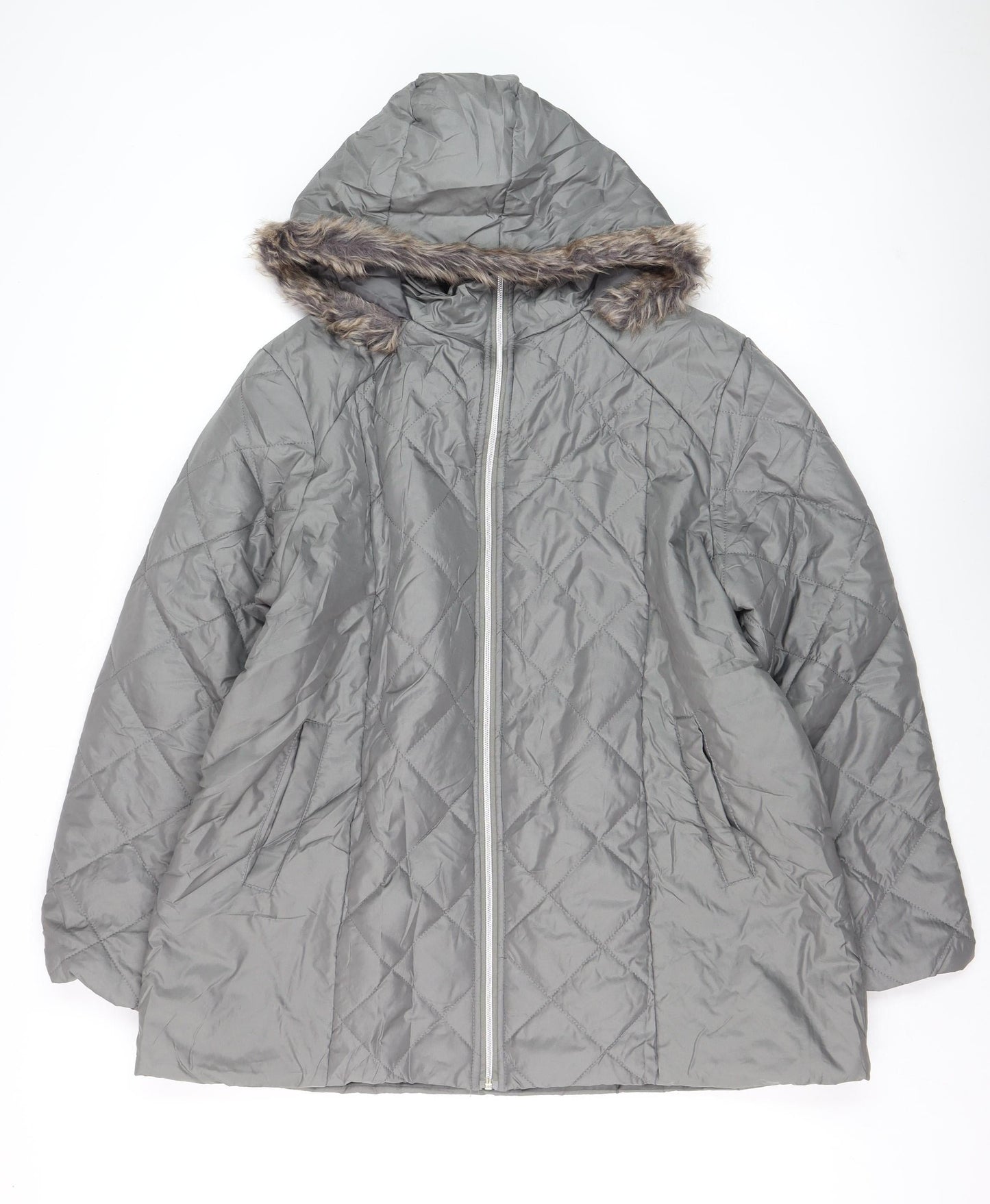 Anne de Lancay Men's Grey Quilted Hooded Puffer Coat L