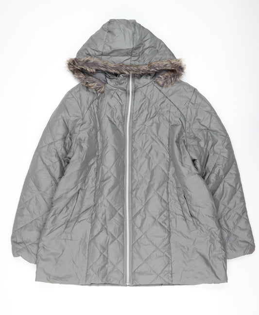 Anne de Lancay Men's Grey Quilted Hooded Puffer Coat L