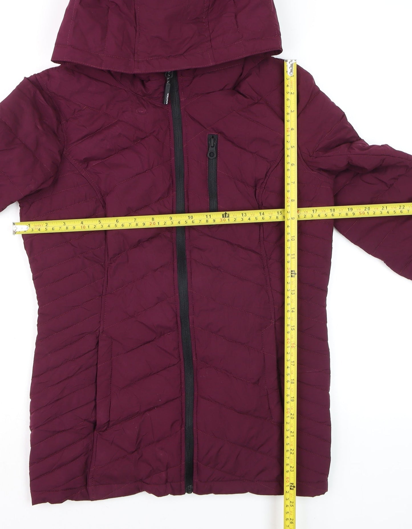 Nautica Womens Purple Hooded Puffer Jacket Size 10 Water Resistant