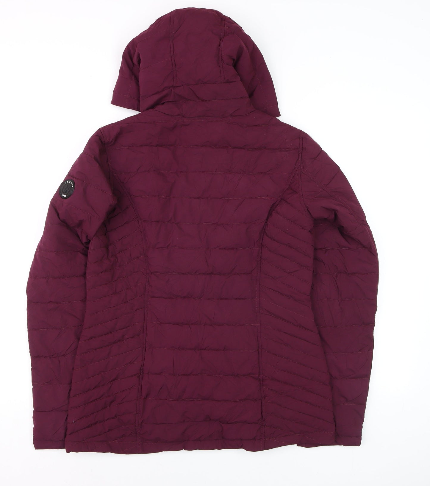 Nautica Womens Purple Hooded Puffer Jacket Size 10 Water Resistant