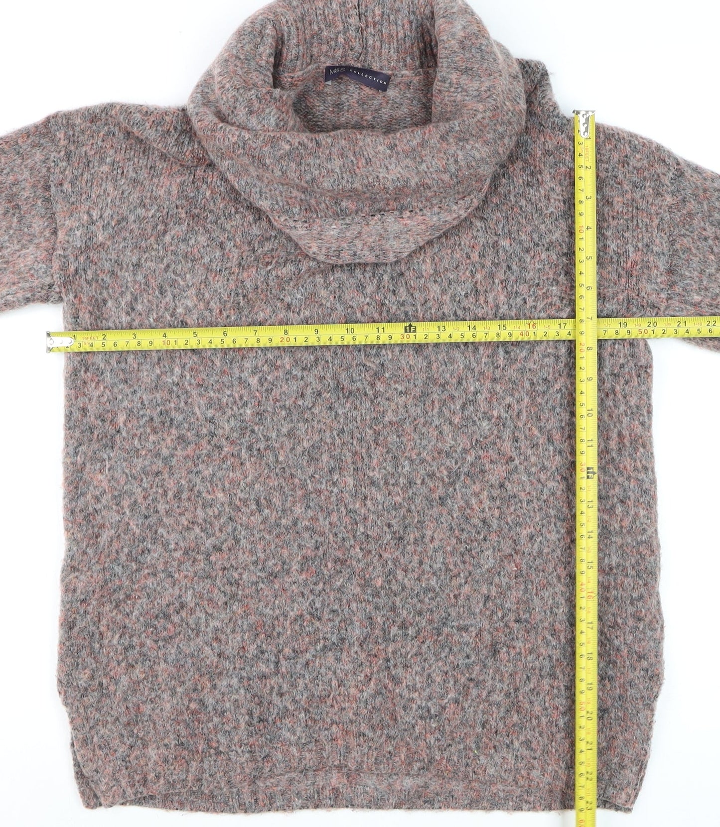 Marks and Spencer Womens Multicoloured M Cowl Neck Chunky Knit Jumper