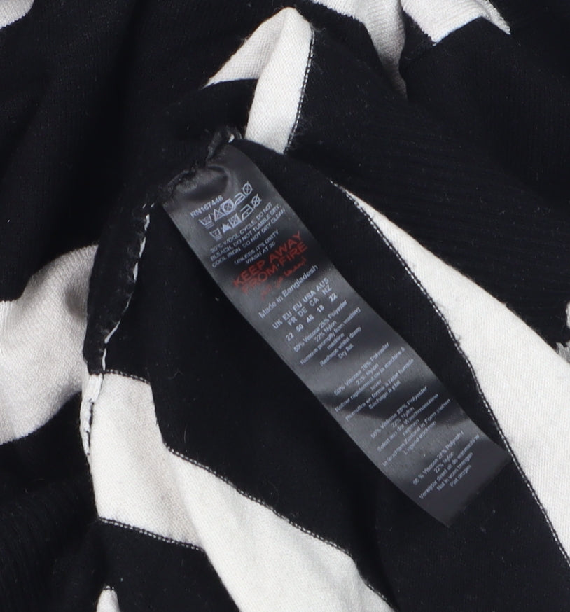 Boohoo Women’s Black White Striped Roll Neck Long Sleeve Jumper Size 22