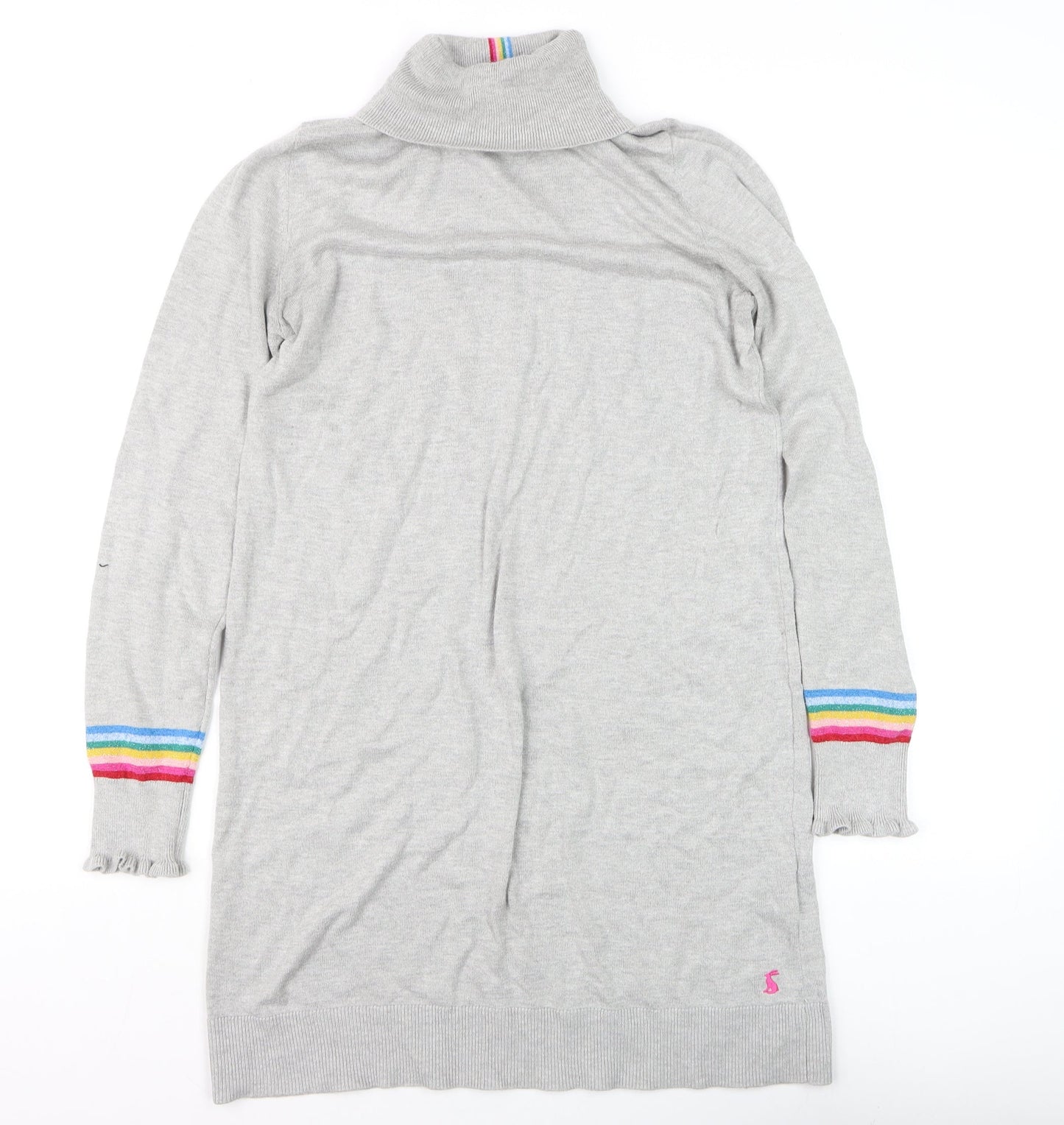 Joules Women’s Grey Jumper Dress Size 10 Roll Neck Long Sleeve