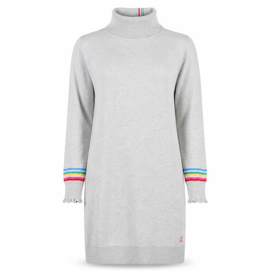 Joules Women’s Grey Jumper Dress Size 10 Roll Neck Long Sleeve