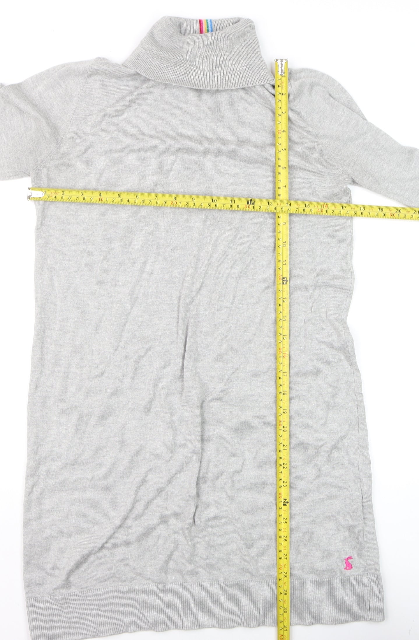 Joules Women’s Grey Jumper Dress Size 10 Roll Neck Long Sleeve