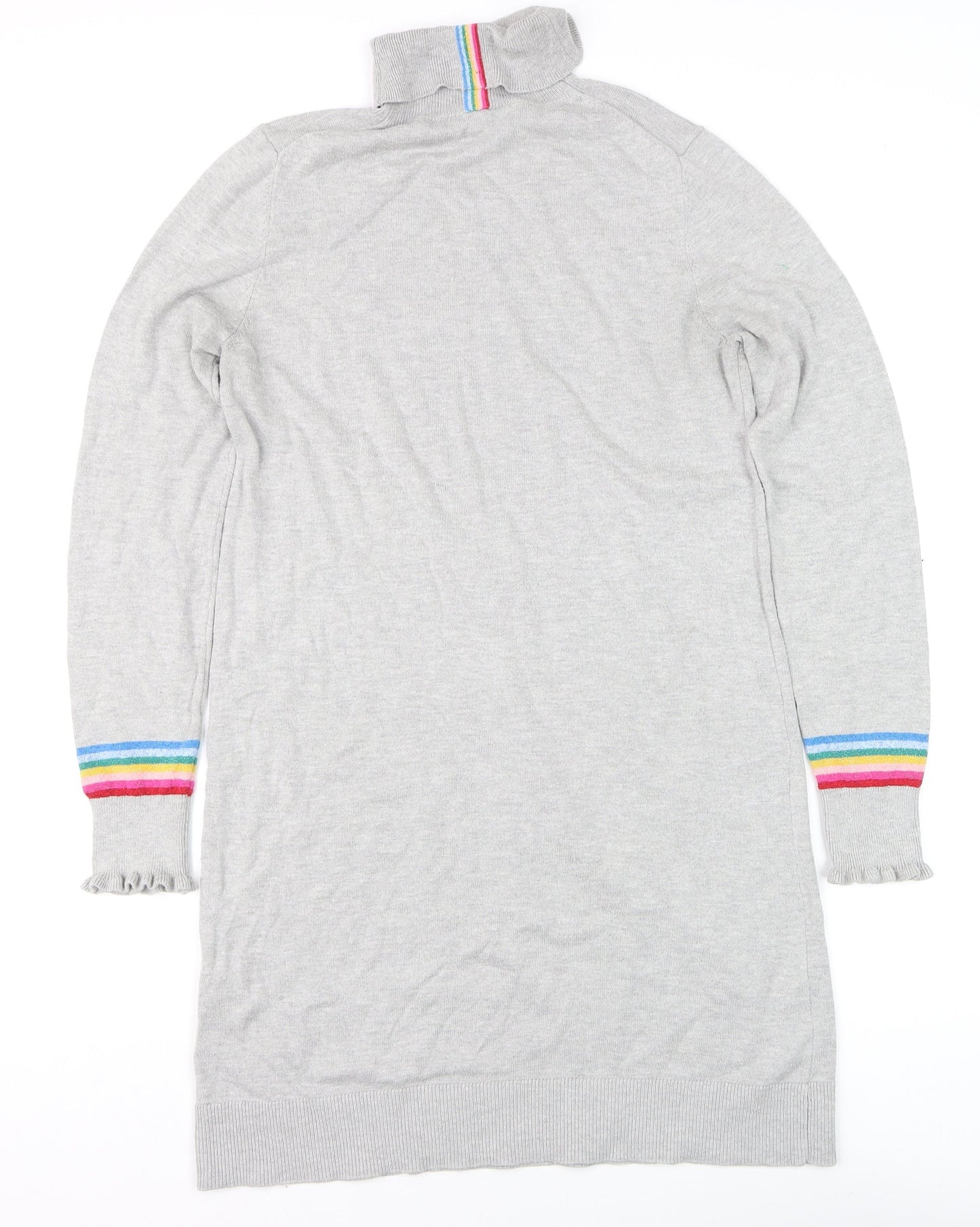 Joules Women’s Grey Jumper Dress Size 10 Roll Neck Long Sleeve