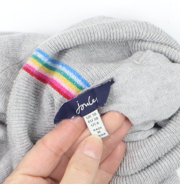 Joules Women’s Grey Jumper Dress Size 10 Roll Neck Long Sleeve
