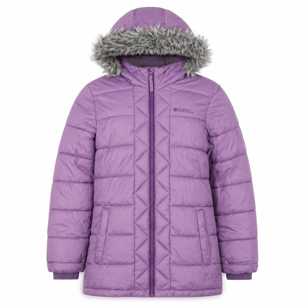 Mountain Warehouse Girls Purple Puffer Coat 9-10 Years Hooded Winter Jacket
