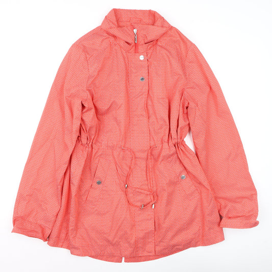 Finesse Womens Orange Rain Coat Jacket Size 14 Drawstring Hooded