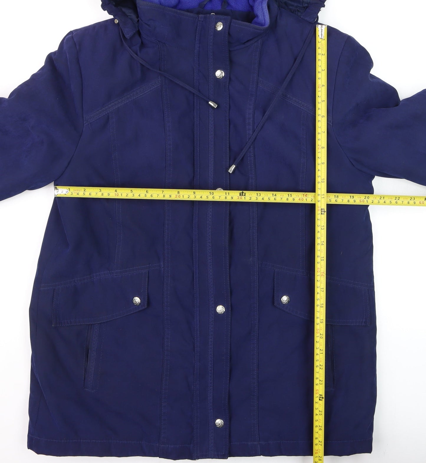 EWM Women’s Blue Hooded Parka Jacket Size 14 Water Resistant