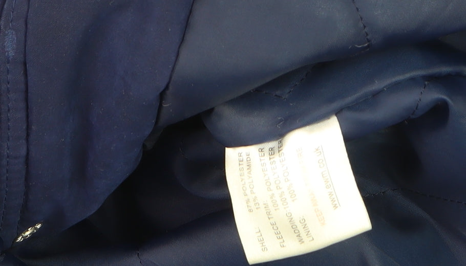 EWM Women’s Blue Hooded Parka Jacket Size 14 Water Resistant