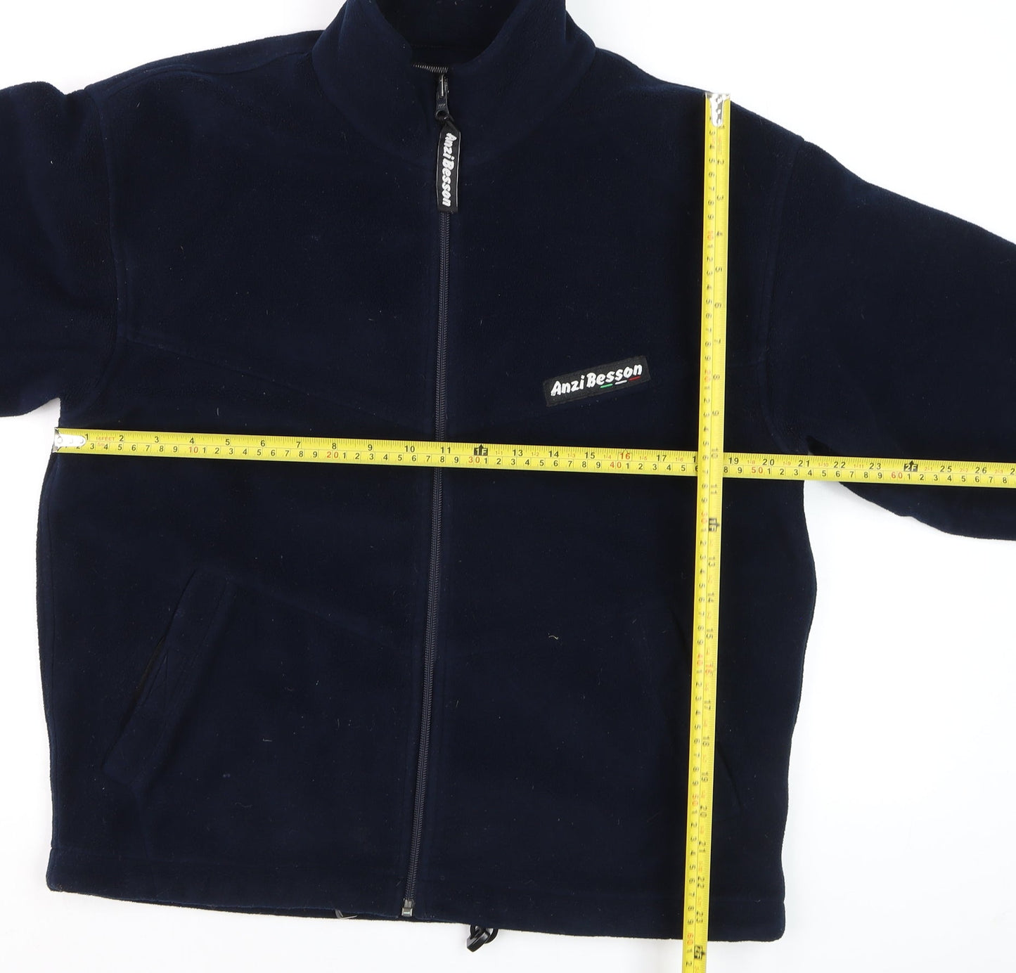 Anzi Besson Men's Blue Fleece Full Zip Jacket Size M