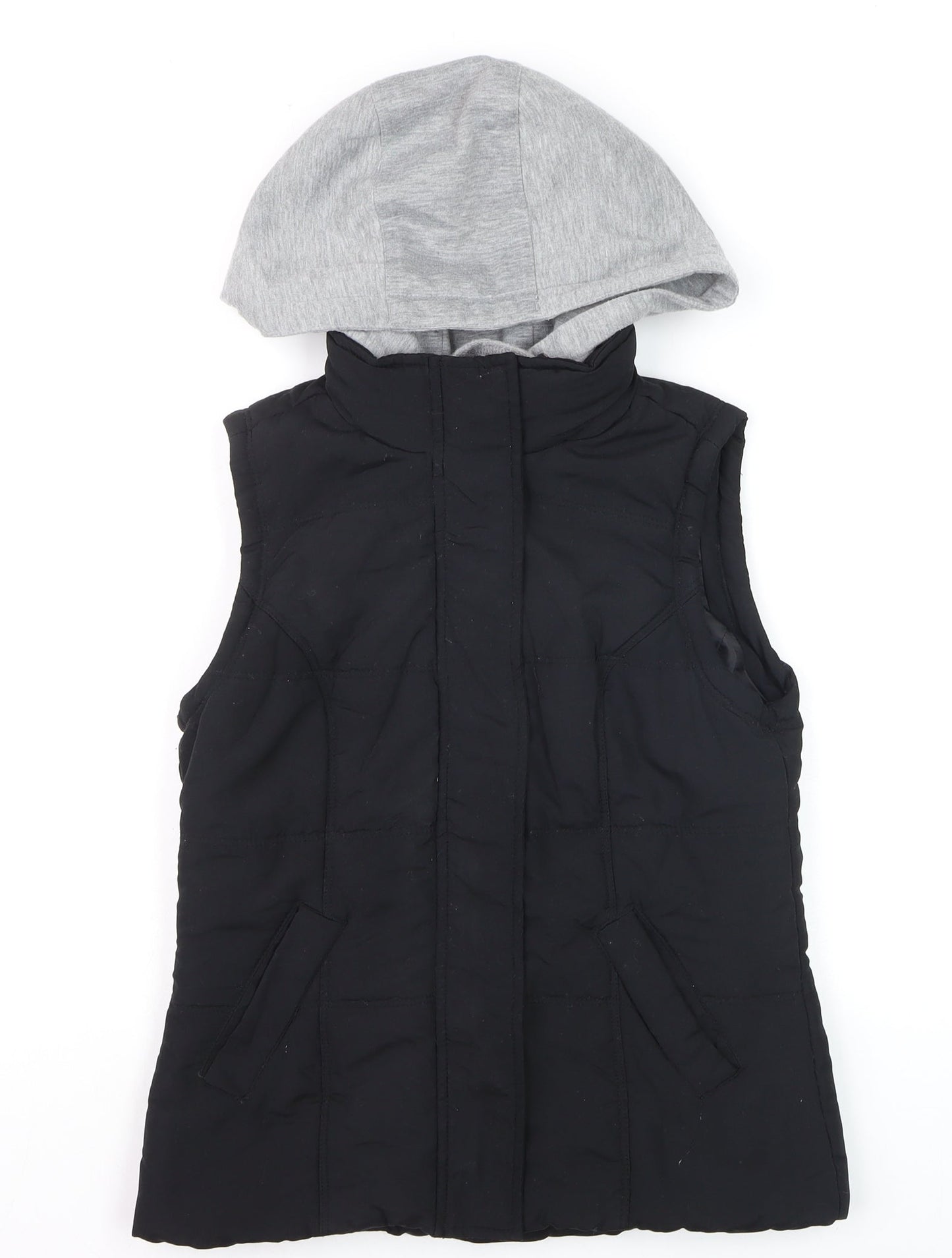 New Look Girls Black Hooded Puffer Gilet Waistcoat Size 8 Polyester