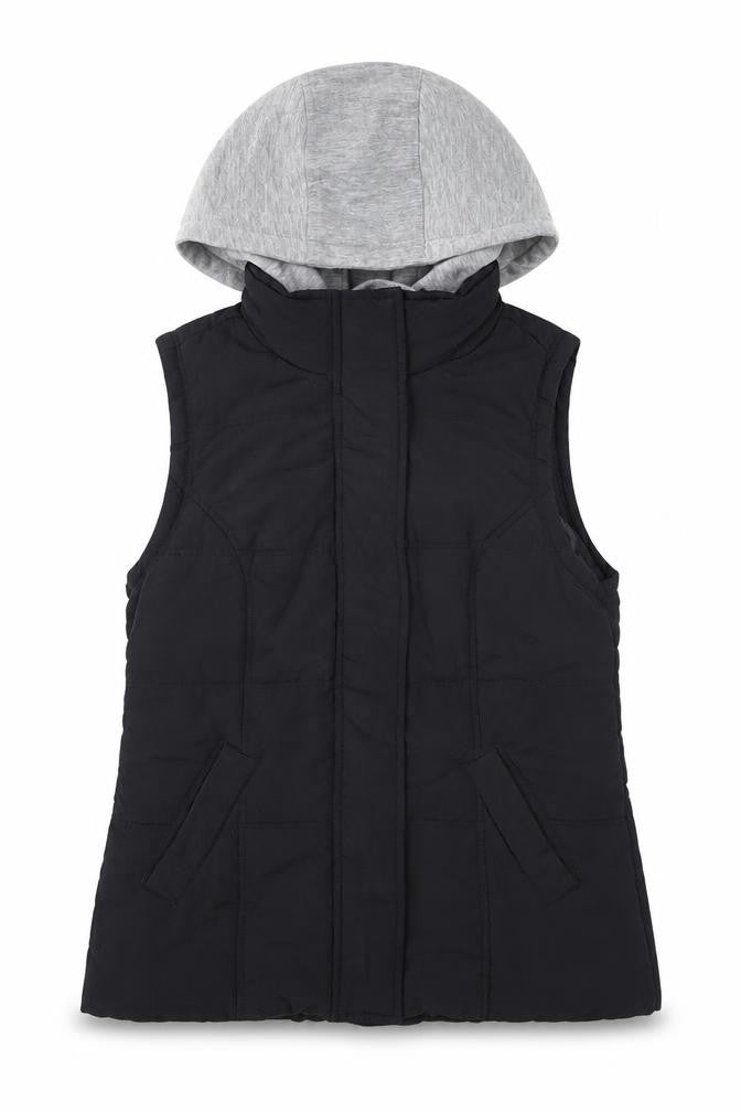 New Look Girls Black Hooded Puffer Gilet Waistcoat Size 8 Polyester