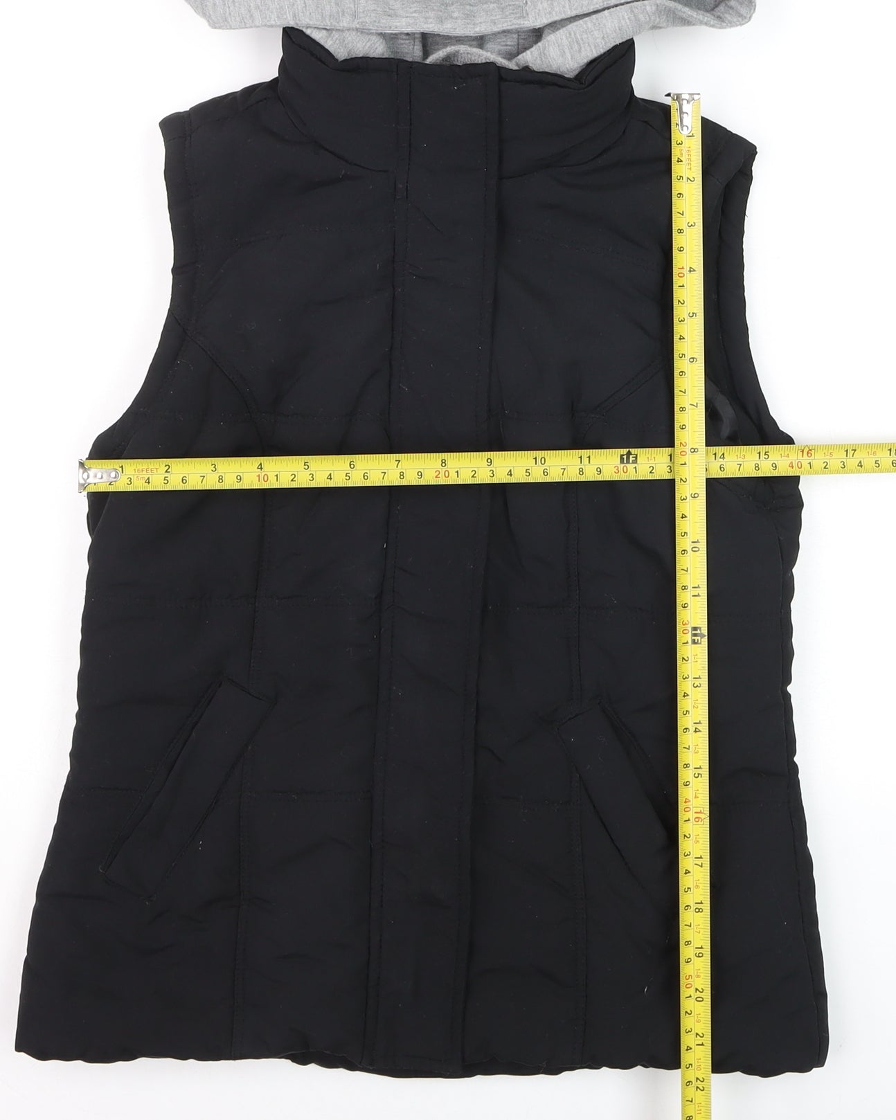 New Look Girls Black Hooded Puffer Gilet Waistcoat Size 8 Polyester