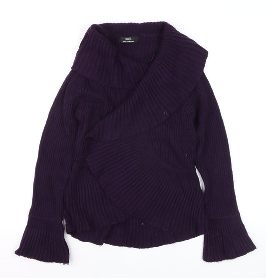 Marks and Spencer Women's Purple Wrap Cowl Neck Jumper Size 12
