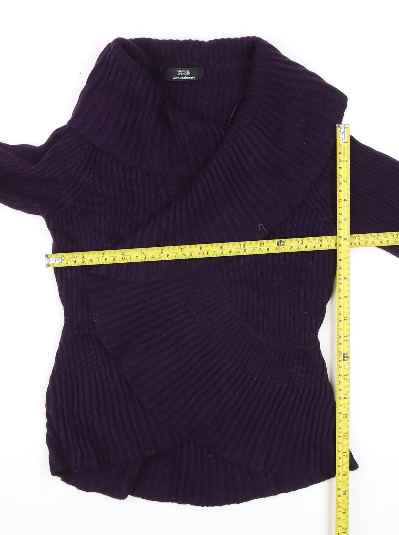 Marks and Spencer Women's Purple Wrap Cowl Neck Jumper Size 12