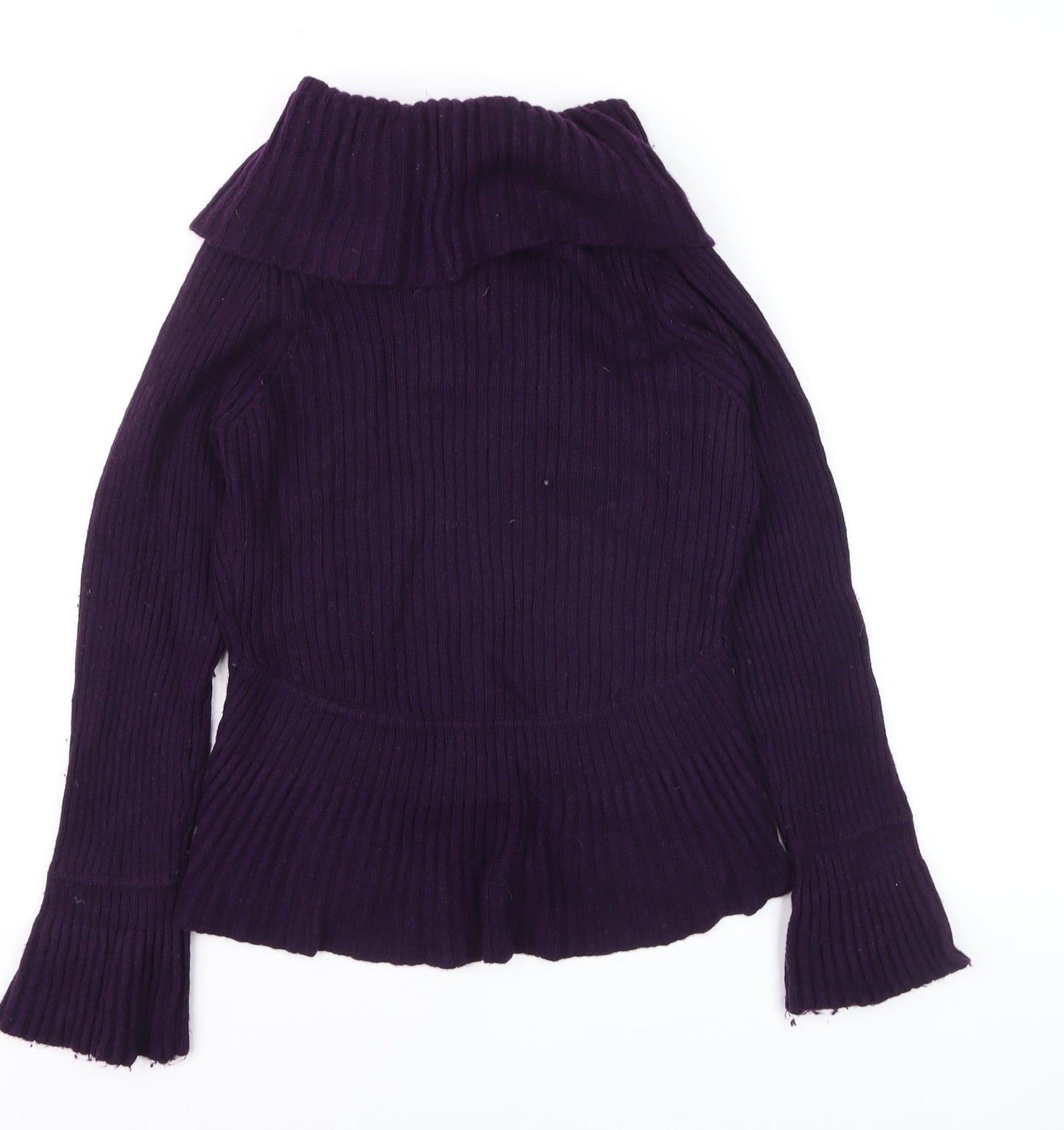 Marks and Spencer Women's Purple Wrap Cowl Neck Jumper Size 12