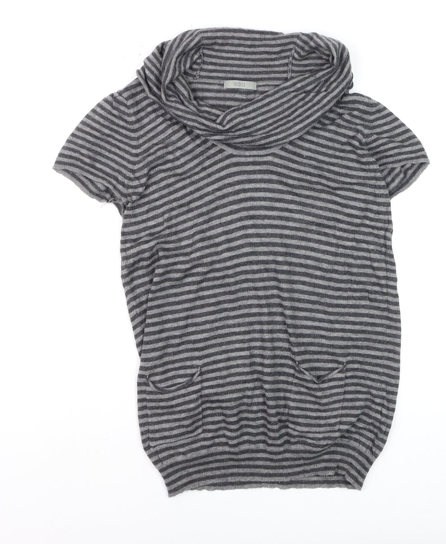 Marks and Spencer Women’s Grey Striped Knit Tunic Top UK 12