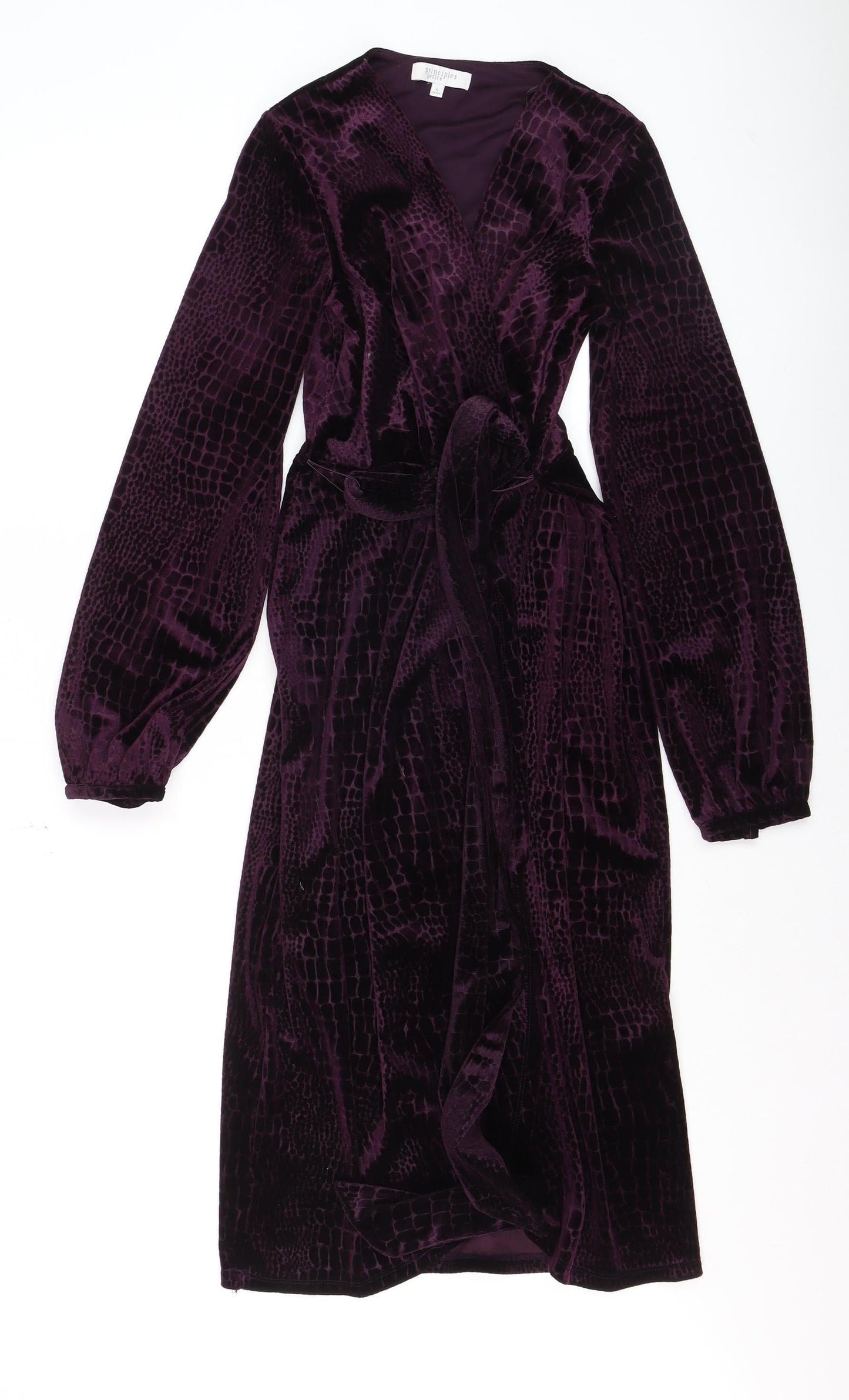 Principles Petite Purple Velvet Wrap Dress Size 6 Women’s Partywear