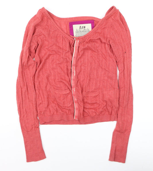 LTB Women’s Red V-Neck Button Up Cable Knit Cardigan XS