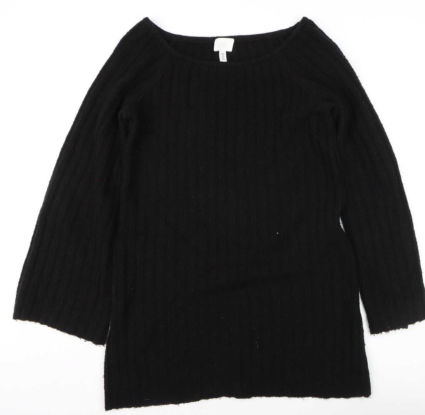 H&M Women’s Black Ribbed Boat Neck Pullover Jumper Size 12