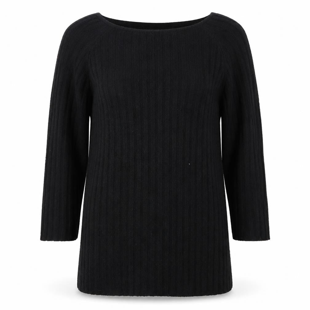 H&M Women’s Black Ribbed Boat Neck Pullover Jumper Size 12