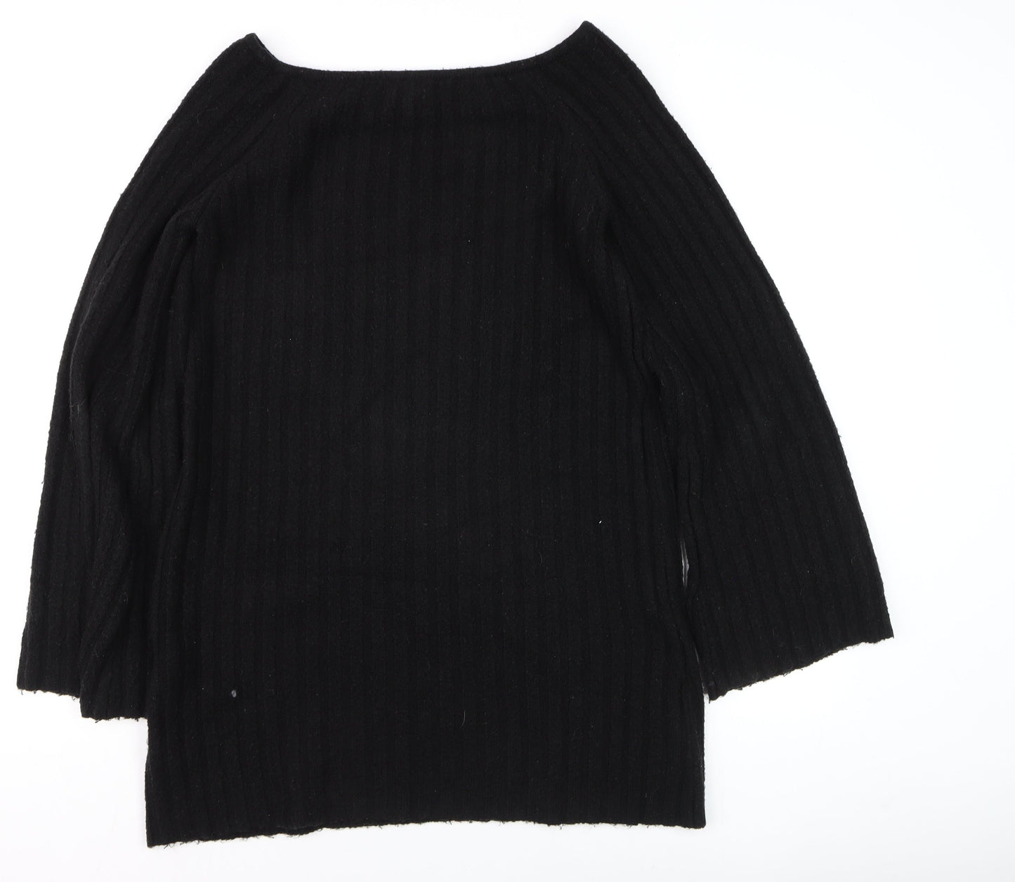 H&M Women’s Black Ribbed Boat Neck Pullover Jumper Size 12
